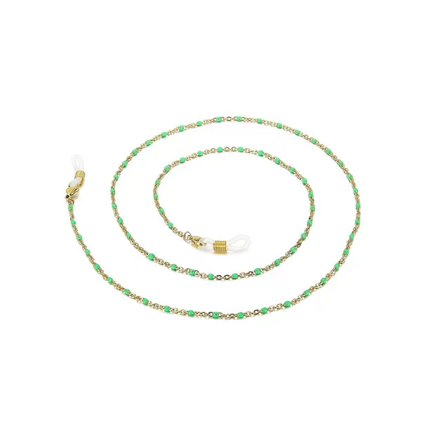 2mm green color enamelled chains glasses necklace
